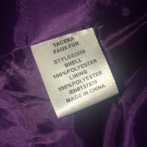 Faux lambs wool bolero jacket, deep purple, size S - Picture 4 of 4